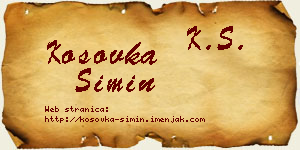 Kosovka Simin vizit kartica